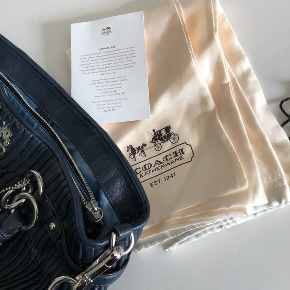 COACH "Madison Gathered" Pleated Leather Carry All Rare Midnight Color NWT - Picture 6 of 12
